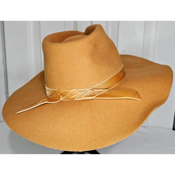 Wyeth by Todd Magill Wool Felt Rancher Hat Tan Camel Wide Brim Western Fedora - Picture 2 of 9